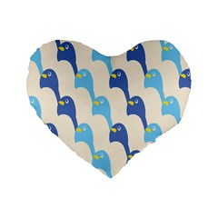 Animals Penguin Ice Blue White Cool Bird Standard 16  Premium Flano Heart Shape Cushions by Mariart