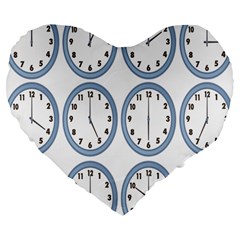 Alarm Clock Hour Circle Large 19  Premium Flano Heart Shape Cushions