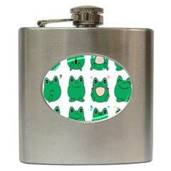 Animals Frog Green Face Mask Smile Cry Cute Hip Flask (6 Oz)