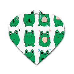 Animals Frog Green Face Mask Smile Cry Cute Dog Tag Heart (one Side) by Mariart
