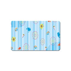 Animals Whale Sunflower Ship Flower Floral Sea Beach Blue Fish Magnet (name Card) by Mariart