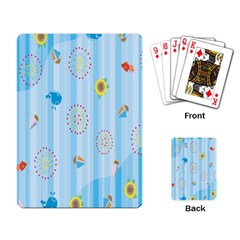 Animals Whale Sunflower Ship Flower Floral Sea Beach Blue Fish Playing Card by Mariart
