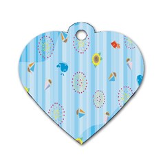 Animals Whale Sunflower Ship Flower Floral Sea Beach Blue Fish Dog Tag Heart (one Side) by Mariart