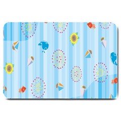 Animals Whale Sunflower Ship Flower Floral Sea Beach Blue Fish Large Doormat  by Mariart