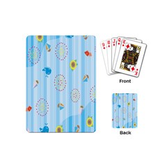 Animals Whale Sunflower Ship Flower Floral Sea Beach Blue Fish Playing Cards (mini)  by Mariart