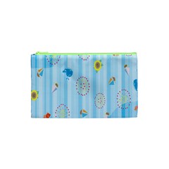 Animals Whale Sunflower Ship Flower Floral Sea Beach Blue Fish Cosmetic Bag (xs) by Mariart