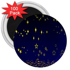 Blue Star Space Galaxy Light Night 3  Magnets (100 Pack)