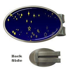 Blue Star Space Galaxy Light Night Money Clips (oval) 