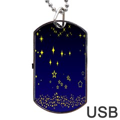 Blue Star Space Galaxy Light Night Dog Tag Usb Flash (one Side)