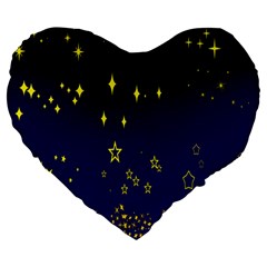 Blue Star Space Galaxy Light Night Large 19  Premium Heart Shape Cushions by Mariart