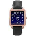 Blue Star Space Galaxy Light Night Rose Gold Leather Watch  Front