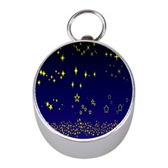 Blue Star Space Galaxy Light Night Mini Silver Compasses by Mariart