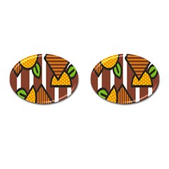 Chocolate Lime Brown Circle Line Plaid Polka Dot Orange Green White Cufflinks (oval)