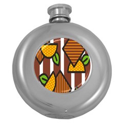 Chocolate Lime Brown Circle Line Plaid Polka Dot Orange Green White Round Hip Flask (5 Oz)