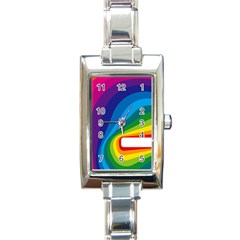 Circle Rainbow Color Hole Rasta Waves Rectangle Italian Charm Watch by Mariart