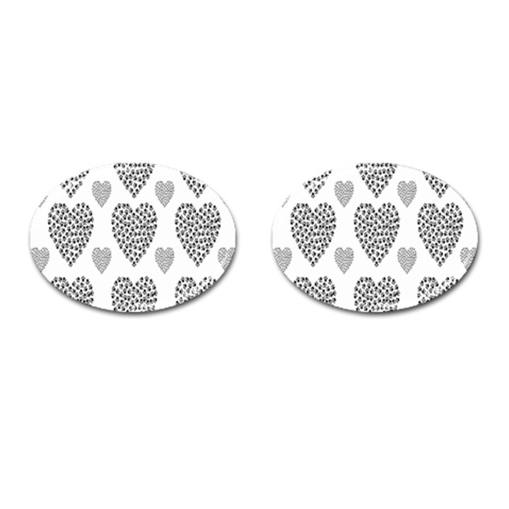 Black Paw Hearts Love Animals Cufflinks (Oval)