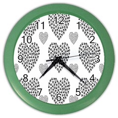 Black Paw Hearts Love Animals Color Wall Clocks by Mariart