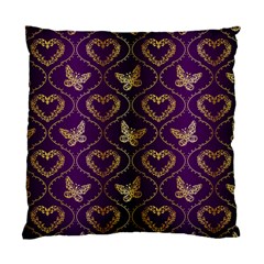 Flower Butterfly Gold Purple Heart Love Standard Cushion Case (one Side)
