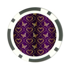 Flower Butterfly Gold Purple Heart Love Poker Chip Card Guard (10 Pack)