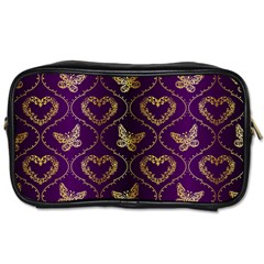 Flower Butterfly Gold Purple Heart Love Toiletries Bags 2-side