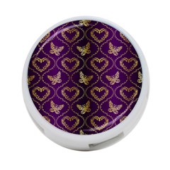 Flower Butterfly Gold Purple Heart Love 4-port Usb Hub (two Sides)  by Mariart