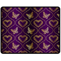 Flower Butterfly Gold Purple Heart Love Fleece Blanket (medium) 