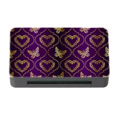 Flower Butterfly Gold Purple Heart Love Memory Card Reader With Cf by Mariart