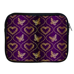 Flower Butterfly Gold Purple Heart Love Apple Ipad 2/3/4 Zipper Cases by Mariart