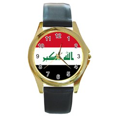 Flag Of Iraq Round Gold Metal Watch by abbeyz71