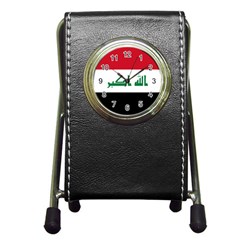 Flag Of Iraq Pen Holder Desk Clocks by abbeyz71