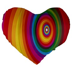 Circle Rainbow Color Hole Rasta Large 19  Premium Flano Heart Shape Cushions