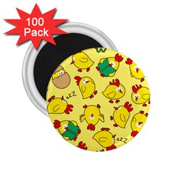 Animals Yellow Chicken Chicks Worm Green 2 25  Magnets (100 Pack) 