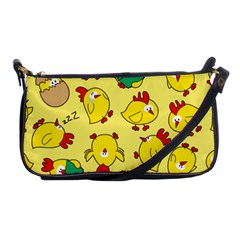 Animals Yellow Chicken Chicks Worm Green Shoulder Clutch Bags by Mariart