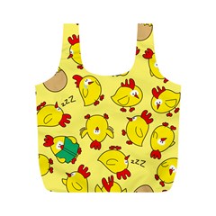 Animals Yellow Chicken Chicks Worm Green Full Print Recycle Bags (m)  by Mariart