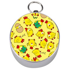 Animals Yellow Chicken Chicks Worm Green Silver Compasses