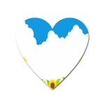 Cloud Blue Sky Sunflower Yellow Green White Heart Magnet Front