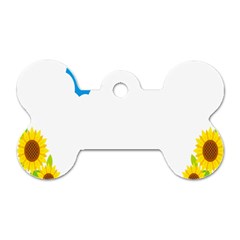 Cloud Blue Sky Sunflower Yellow Green White Dog Tag Bone (two Sides) by Mariart