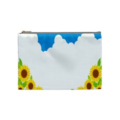 Cloud Blue Sky Sunflower Yellow Green White Cosmetic Bag (medium) 