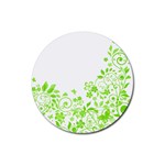 Butterfly Green Flower Floral Leaf Animals Rubber Coaster (Round)  Front