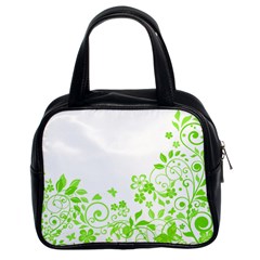 Butterfly Green Flower Floral Leaf Animals Classic Handbags (2 Sides) by Mariart