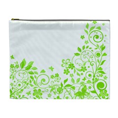 Butterfly Green Flower Floral Leaf Animals Cosmetic Bag (xl)