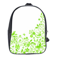 Butterfly Green Flower Floral Leaf Animals School Bags(large)  by Mariart