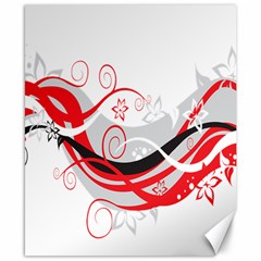 Flower Floral Star Red Wave Canvas 8  X 10 