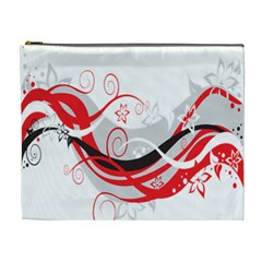 Flower Floral Star Red Wave Cosmetic Bag (xl)