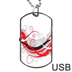 Flower Floral Star Red Wave Dog Tag Usb Flash (two Sides) by Mariart