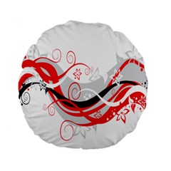 Flower Floral Star Red Wave Standard 15  Premium Flano Round Cushions by Mariart