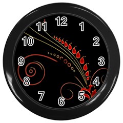 Flower Leaf Red Black Wall Clocks (black)