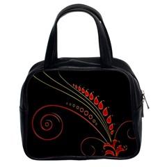 Flower Leaf Red Black Classic Handbags (2 Sides) by Mariart