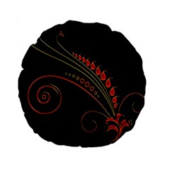 Flower Leaf Red Black Standard 15  Premium Flano Round Cushions