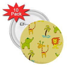 Cute Animals Elephant Giraffe Lion 2 25  Buttons (10 Pack) 